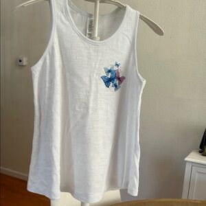 White Tank Top with Butterfly Design